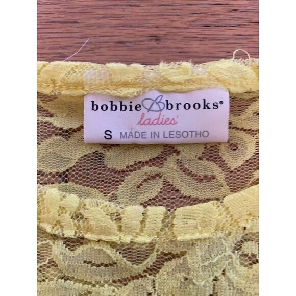 Bobbie Brooks women's yellow lace short sleeve with under tank top size small - Picture 5 of 10